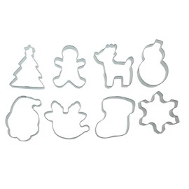 Keewah Small Christmas Cookie Cutter, 2.4”, 8 Piece, Stainless Steel