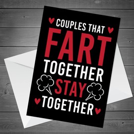 RED OCEAN Valentines Day Card Husband Wife Funny Witty Card Anniversary Card For Him Her FART TOGETHER Card For Partner