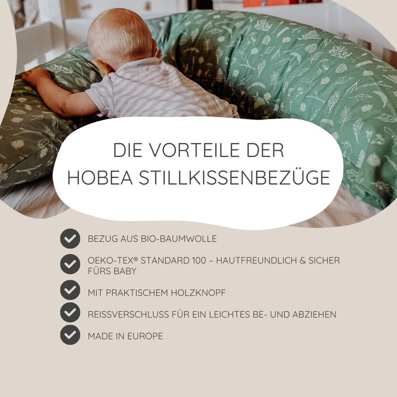 HOBEA-Germany Cover for Breastfeeding Pillow, 190 cm Designs, Grey with