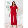 IWFEV Women's Jumpsuit Sequins Patchwork Overlay Ruffle Sleeveless Full Length