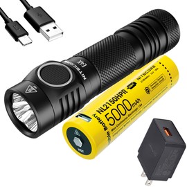 NITECORE E4K 4400 Lumens EDC Flashlight with 5000mAh USB-C Rechargeable Battery and LumenTac Quick Charge 3.0 Adapter