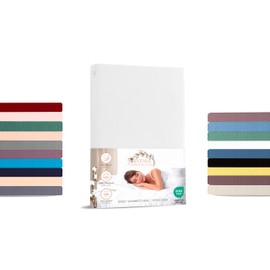 Livessa Fitted Sheet 140 x 200 cm Made of Cotton Single Jersey Fabric 140 g/m², Fitted Sheet with 30 cm Mattress Height, Ultra Soft and Breathable, also Fits 150 x 200 cm Mattresses