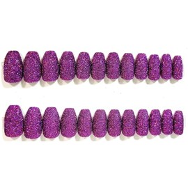 Nothing But Sparkle Glitter Ballerina Press-On Nails - 24 Pieces - Artificial Nail Kit (Plum Perfection, Ballerina)