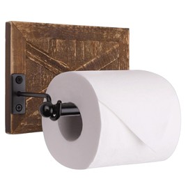 Autumn Alley Rustic Farmhouse Toilet Paper Holder - Farmhouse Bathroom Country Decor - Rustic Bathroom Accessories with Warm Brown Wood & Black Metal - Adds Western Decor Charm