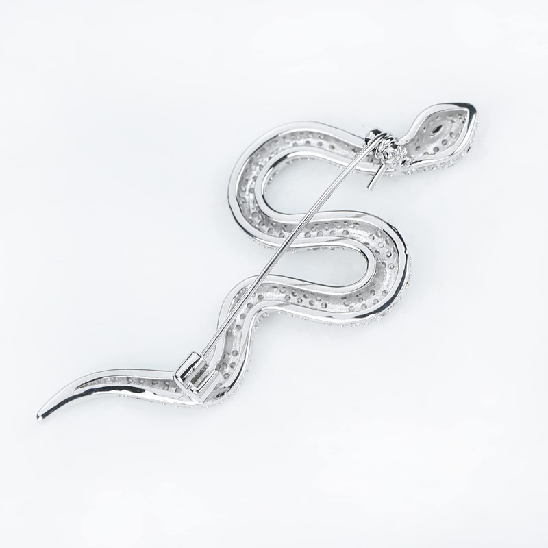 VVCome Crystal Snake Brooch Pin Vintage Suit Accessory Metal Serpent