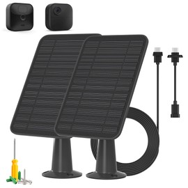 5W Solar Panel for Blink Camera Outdoor, Solar Panel Charger with Battery Compatible with Blink Outdoor 4 (4th Gen) & 3rd Gen, XT XT2 Camera, IP65 Waterproof with 13ft Cable Secure Wall Mount, 2 Pack