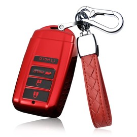 HIBEYO TPU Key Fob Cover for Honda Acura RDX CDX RLX TLX-L ILX TLX MX NSX IL RL ZDX with Keychains 4Buttons Smart Car Key Case Shell for Honda Accessories -Red