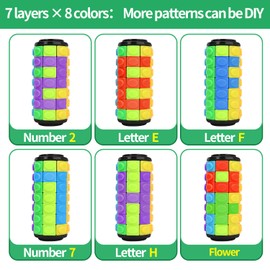 BananMelonBM Rotate and Slide Puzzle, Finger spinner puzzle, Fidget Toys, Decompression toy, 8 Colors,7 Layers, Educational Sensory Toy for Kids Adults (8 Colors X (6 Layers + 4 Layers + 8 Layers))