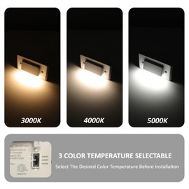 ZestPatio Step Lights Indoor Outdoor, 120V 3W Triac Dimmable LED Stair Lights Indoor Outdoor for Deck Stair, 3000K/4000K/5000K, IP65 Waterproof, Aluminum, White, ETL, Pack of 3