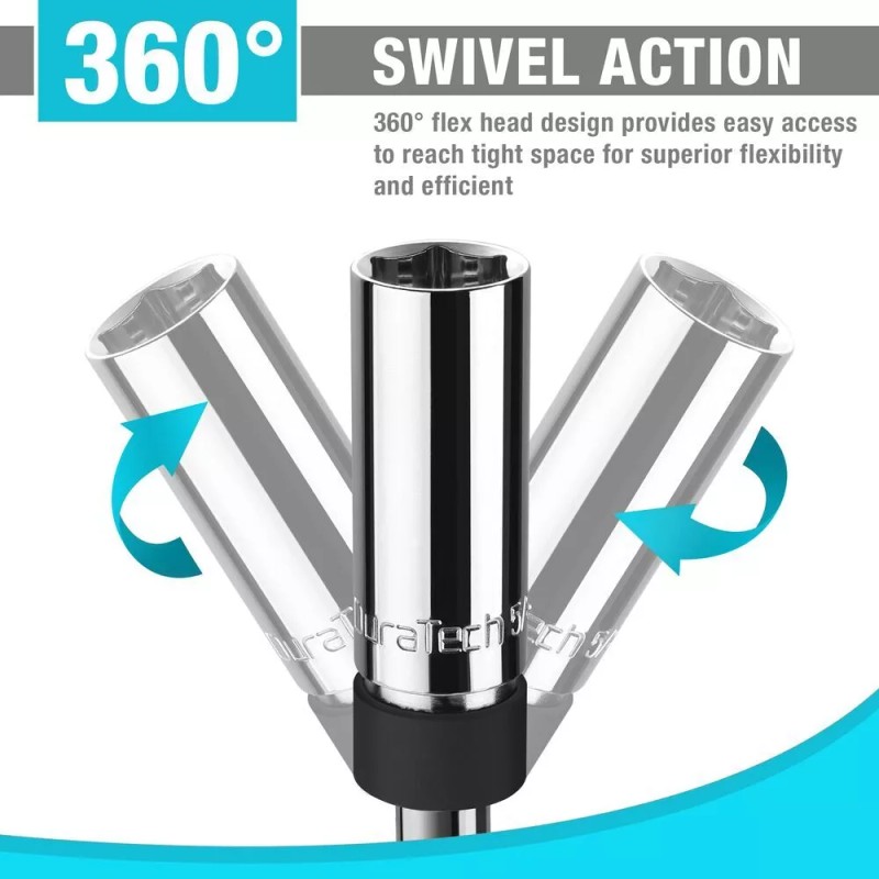 DURATECH 5/8" Swivel Magnetic Spark Plug Socket Thin Wall Spark