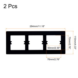 sourcing map Switch Surround Plate Wall Panel Decoration Three Gang Acrylic Black 284mm x 110mm for Home Office Pack of 2
