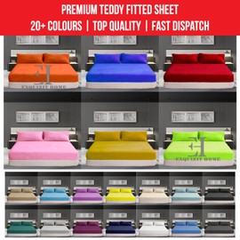 Teddy Fleece Fitted Bed Sheet Extra Deep 30cm Teddy Fleece Warm and Cosy Plum Fitted Bed Sheet Double 135cm x 190cm + 30cm Approximate