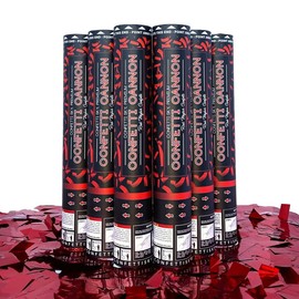 Confetti Sky [6 Pack] 12 Inch Confetti Cannons | Red Mylar Confetti Poppers for Wedding Celebration, Birthday Party, Christmas Eve and New Year Celebration