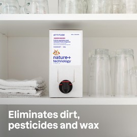 ATTITUDE Fruit & Vegetable Wash Refill, Food-Safe Produce Wash, Removes Dirt & Residue, Vegan & Plant-Based Ingredients, Unscented, 67.6 Fl Oz (Pack of 4)