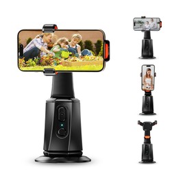 SZMDLX Auto Face Tracking Tripod 360° Rotation with Stand, No App, Auto Face Tracking Phone Holder, Smart Rotating Shooting Phone Tripod Camera Mount Stand for Vlog TIK Tok Live Streaming Recording