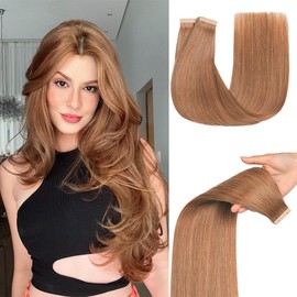 YDDM Tape-In Real Hair Extensions, 20 Pieces, 35 cm, 40 g, Invisible Tape Extensions, Real Hair Tape Extensions, Skin Weft Hair Extensions (14 Inches, 30)