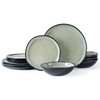 AmorArc Ceramic Dinnerware Sets,Handmade Reactive Glaze Stoneware Plates and Bowls