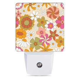 Jopowide Vintage Boho Floral Night Light Plug in Wall Lamp Smart Dusk to Dawn Sensor for Home Decorative, Kids Room Bedroom Bathroom Kitchen Hallway Gifts