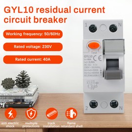 DEWIN FI Circuit Breaker 2 Pin, GYL10 RCCB 30mA Residual Current Circuit Breaker Leakage Protection FI Switch 2P 40A AC 230V
