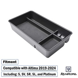 RUNROAD Center Console Organizer Tray Compatible with Nissan Altima 2019 2020 2021 2022 2023 2024 Accessories, Insert Armrest Tray Secondary Storage Box Coin Holder Console Tray, Black
