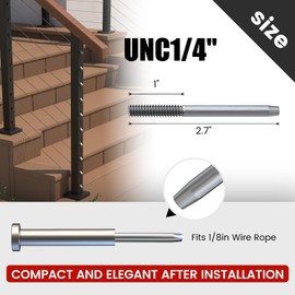 Dawn Railing 20 Pairs Cable Railing Hardware Kit Invisible Stainless Steel Cable Railing System for 1/8" Cable, Upgraded Hidden Swage Tensioner Turnbuckle for Deck Stair Metal Wood Post Marine Grade