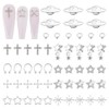 PH PandaHall 60pcs 10 Styles Alloy Nail Charms, Star/Snowflake/Cross Nail