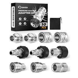 Saker Pressure Washer Hose Connector Set 10 PCS,Hose Adapter Set,Pressure Washer Connector Accessories,M22-14 Swivel to 3/8'' Quick Connect, 3/4" to Quick Disconnect,Quick Connect Set with Storage Bag