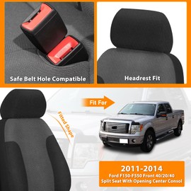 Kistrba Truck Seat Cover Compatible with 2011-2014 Ford F150-F550 Front 40/20/40 Split Seat with Opening Center Console and Integrated Center Seat Belt, Dutch Velvet Fabric