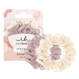 invisibobble Scrunchie Slim Hairiffic Set of 2 I Dusty Purple & Off White I Hair Scrunchies Stylish Scrunchies with Slim Spirals I Hair-friendly for Elegant Hairstyles