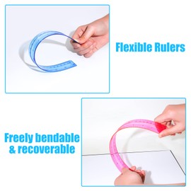 20 Pack 12 Inch Plastic Rulers, Rulers Bulk for Classroom with 4 PCS 3D Colorful Ice Cream Erasers, Transparent Assorted Color Ruler