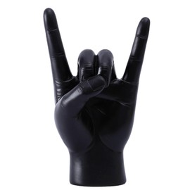 Vilead Metal Horns Sculpture,7.6" Gold Rock and Roll Hand Gesture Statue,Rock On Hand Sculpture,Gold Shelf Decor Accessories,Tabletop Statue Decor for Desk Bookshelf in Home (Black, Left Hand)