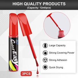 Penriter 3 x Car Paint Pens, Paint Pens for Car Scratches (Red)