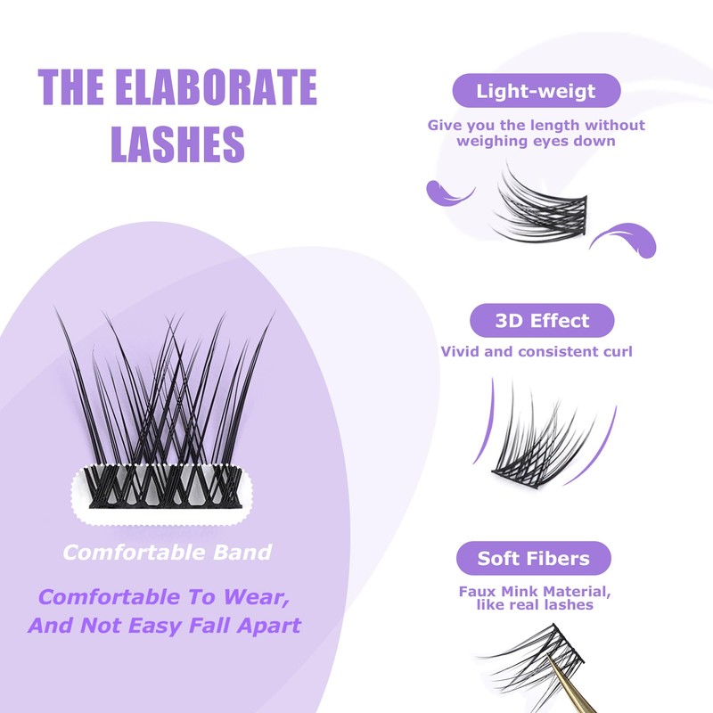 GAQQI Lash Clusters, Eyelash Clusters DIY Lash Extensions D Curl
