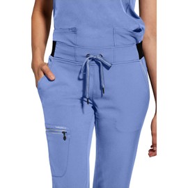 Healing Hands Women Scrub Pants with Rib Knit Waistband, Moisture Wicking, 360° Stretch and Recycled Fibers - 9152, S, Ceil