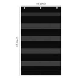 REGELETO Class Jobs Pocket Chart with 17 Pockets and 2 Storage Bags,Class Management Educational Pocket Chart Teacher's Helper Size: 33.1" L x 19.7 H" Inch Bulletin Board for Classroom (Black)…