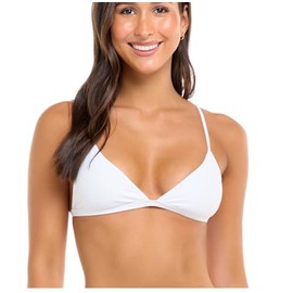 Body Glove Women's Standard Smoothies Evelyn Solid Fixed Triangle Bikini Top Swimsuit with Adjustable 2-Way Back Detail, Snow