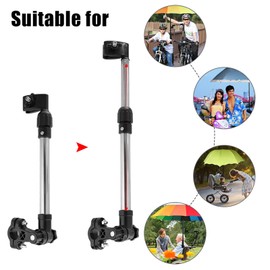 MBC Stainless Steel Umbrella Stand, Retractable Umbrella Holder for Pushchair, Telescopic Adjustment Downwards, Fits 0.8-1 Inch Handlebars, Default