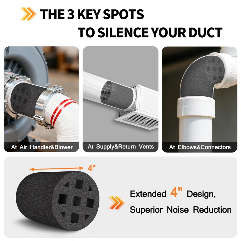 TroyStudio  Air Vent Noise Reducer Foam Insert, Extended 4 Inch