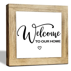 Welcome Sign, Wooden Box Signs for Home Decor, Freestanding Welcome Decor Sign, Farmhouse Sign for Entryway, Front Door Decoration, Housewarming Tabletop Decoration