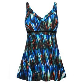 Septangle - Bañador para mujer, talla grande, diseño floral, estilo clásico, una pieza, Azul, 16