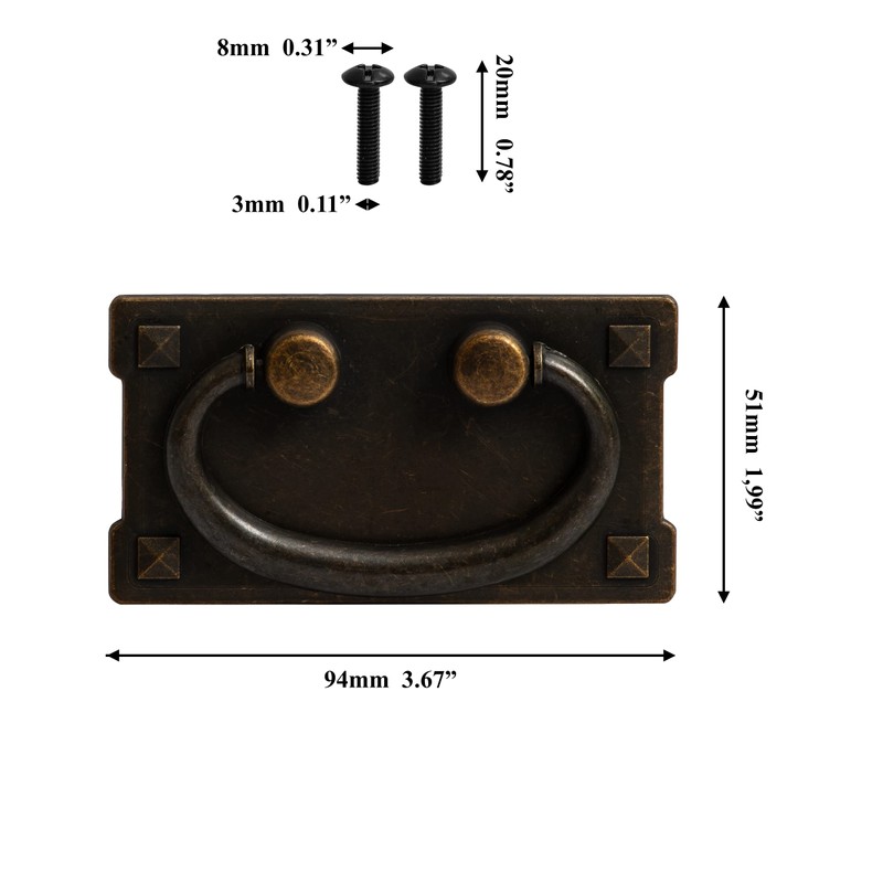 HARMAC HOUSE® 2 Pack Vintage Antique Bronze Drawer Ring Pull