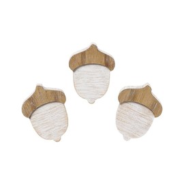 Collins Painting Weathered White Washed Wooden Acorns - Set of 3 - Wooden Tabletop Fall Signs - Rustic Fall Home Décor for Autumn