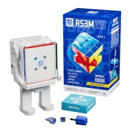 Moyu RS3M V5 2023 Ball Core UV Coated 3x3 Speed Cube with Robot Shape Display Box, 3x3 Puzzle Cube Stickerless RS3M V5 MagLev Master Cube (MagLev+Ball-Core Magic Clothes) Gift for Speed Cuber