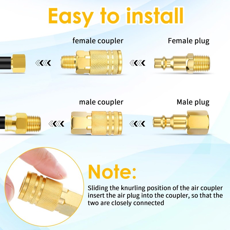 Meyeyaia 45pcs Air Coupler & Plug Kit,1/4”NPT Air Tool Fittings
