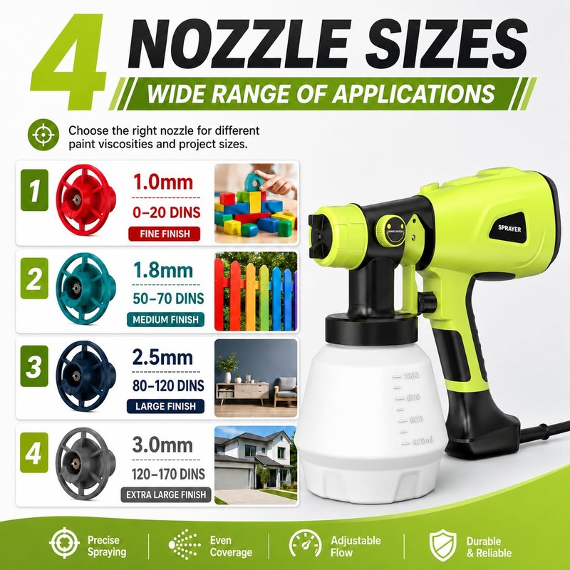 1000W High Power Paint Sprayer, Electric HVLP Spray Paint Gun