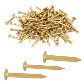 Clavo de Cabeza Redonda de 100 Uds., Clavos de Cabeza Redonda Pequeños Y Lisos, Instalación de Sujetadores Artesanales Vintage de Latón de Bronce Multiusos(15mm Long)