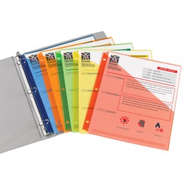 Office Depot Color Binder Pockets, 8 1/2in. x 11in, Assorted Colors, Pack of 5, AVE75254PK