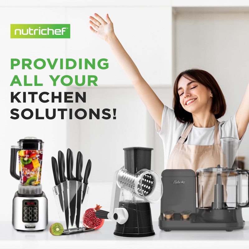 Nutrichef 3 in 1 Cheese Grater & Shredder | Strong