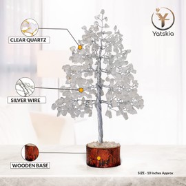 Clear Quartz Crystal Tree of Life - Stone Tree Decor - Quartz Crystal Tree of Life - Feng Shui Home Decorations for Living Room - Meditation Accessories - w/Chakra Tree of Life Necklace