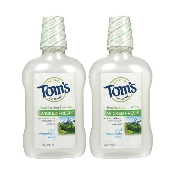 Tom's of Maine Wicked Fresh! Mouthwash Cool Mountain Mint 16 oz (Pack of 4)